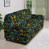 Abstract Graffiti Neon Monsters Print Pattern Sofa Cover-grizzshop