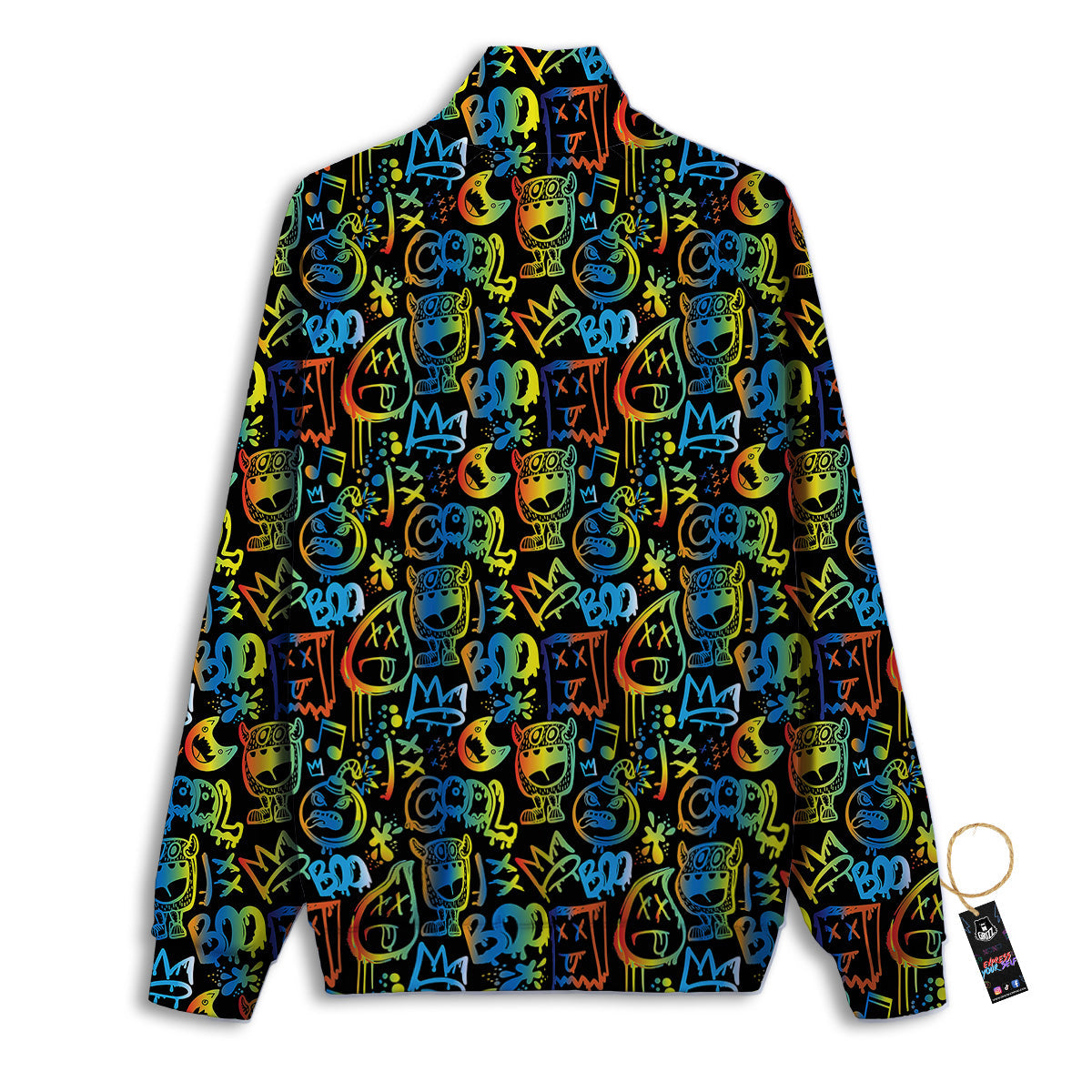 Abstract Graffiti Neon Monsters Print Pattern Track Jacket-grizzshop