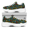 Abstract Graffiti Neon Monsters Print Pattern White Chunky Shoes-grizzshop