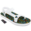 Abstract Graffiti Neon Monsters Print Pattern White Open Toe Sandals-grizzshop