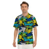 Abstract Graffiti Print Men's Golf Shirts-grizzshop