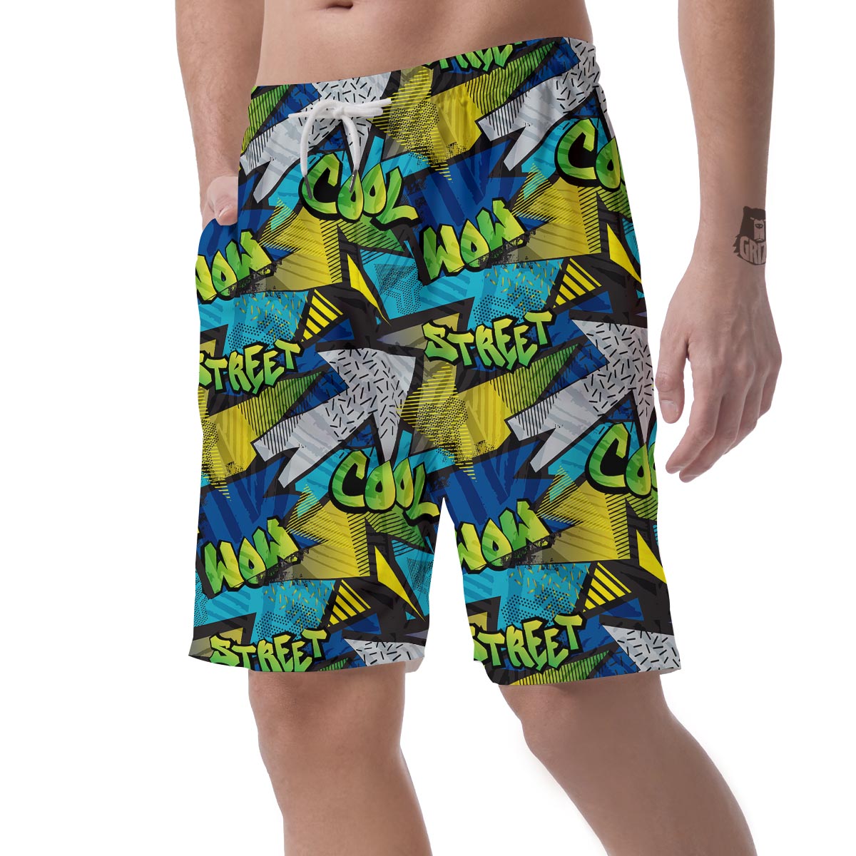 Abstract Graffiti Print Men's Shorts-grizzshop