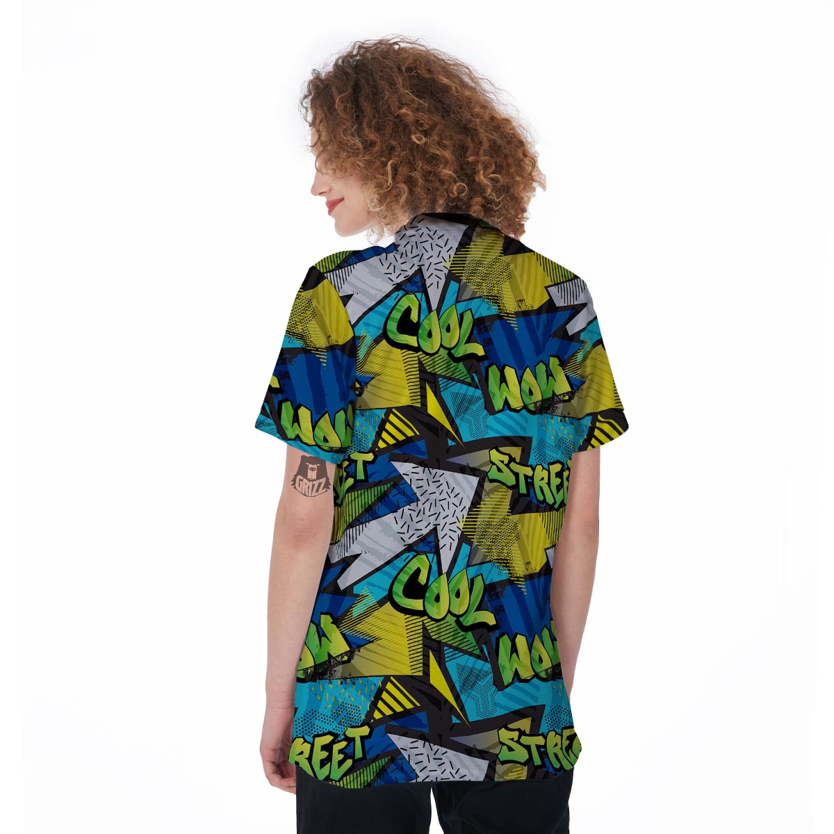 Abstract Graffiti Print Women's Golf Shirts-grizzshop