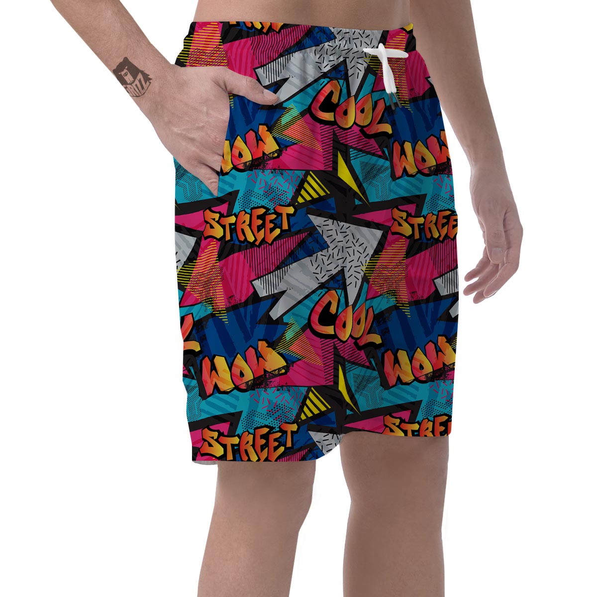 Abstract Graffiti Wow Print Men's Shorts-grizzshop