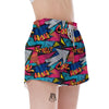 Abstract Graffiti Wow Print Women's Shorts-grizzshop