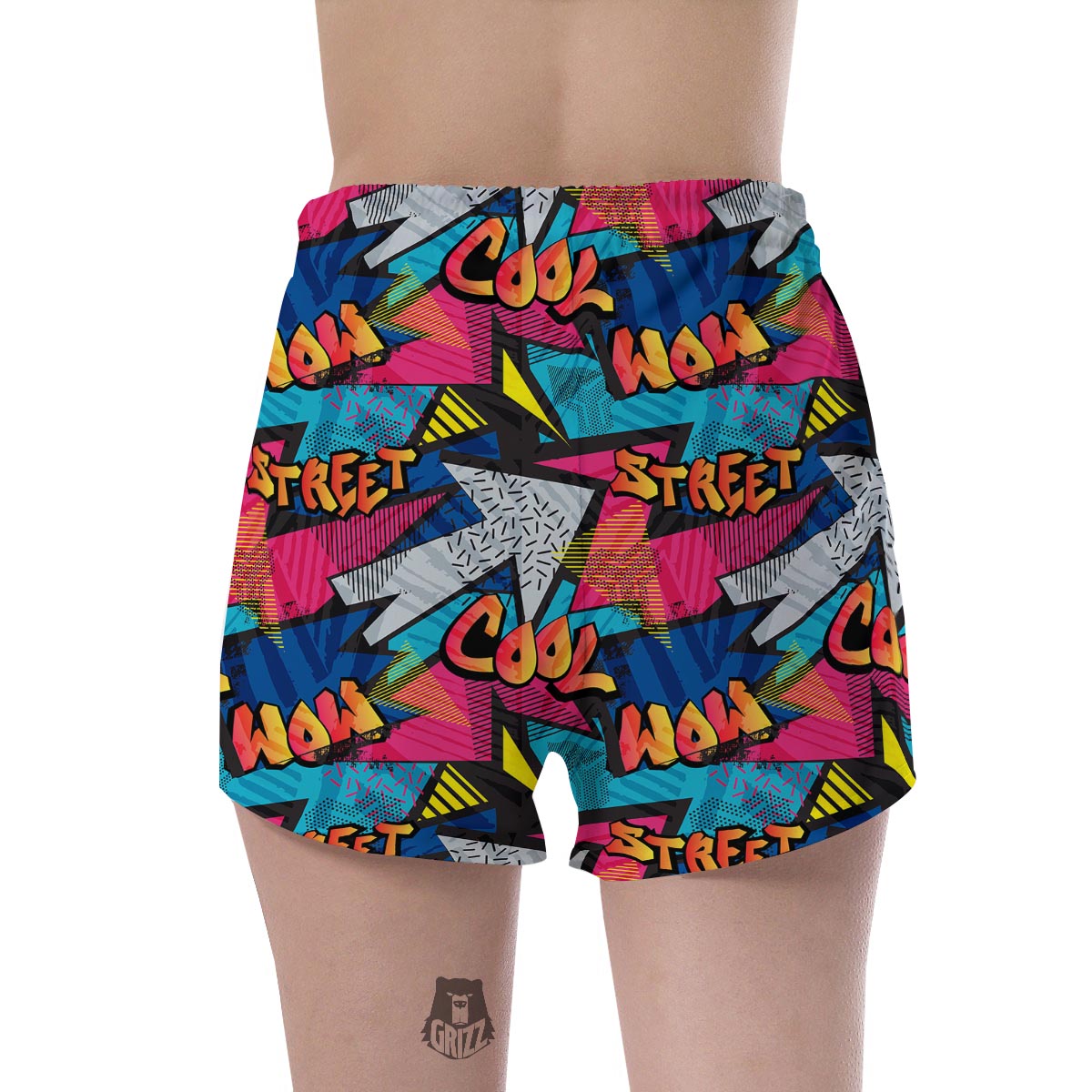 Abstract Graffiti Wow Print Women's Shorts-grizzshop