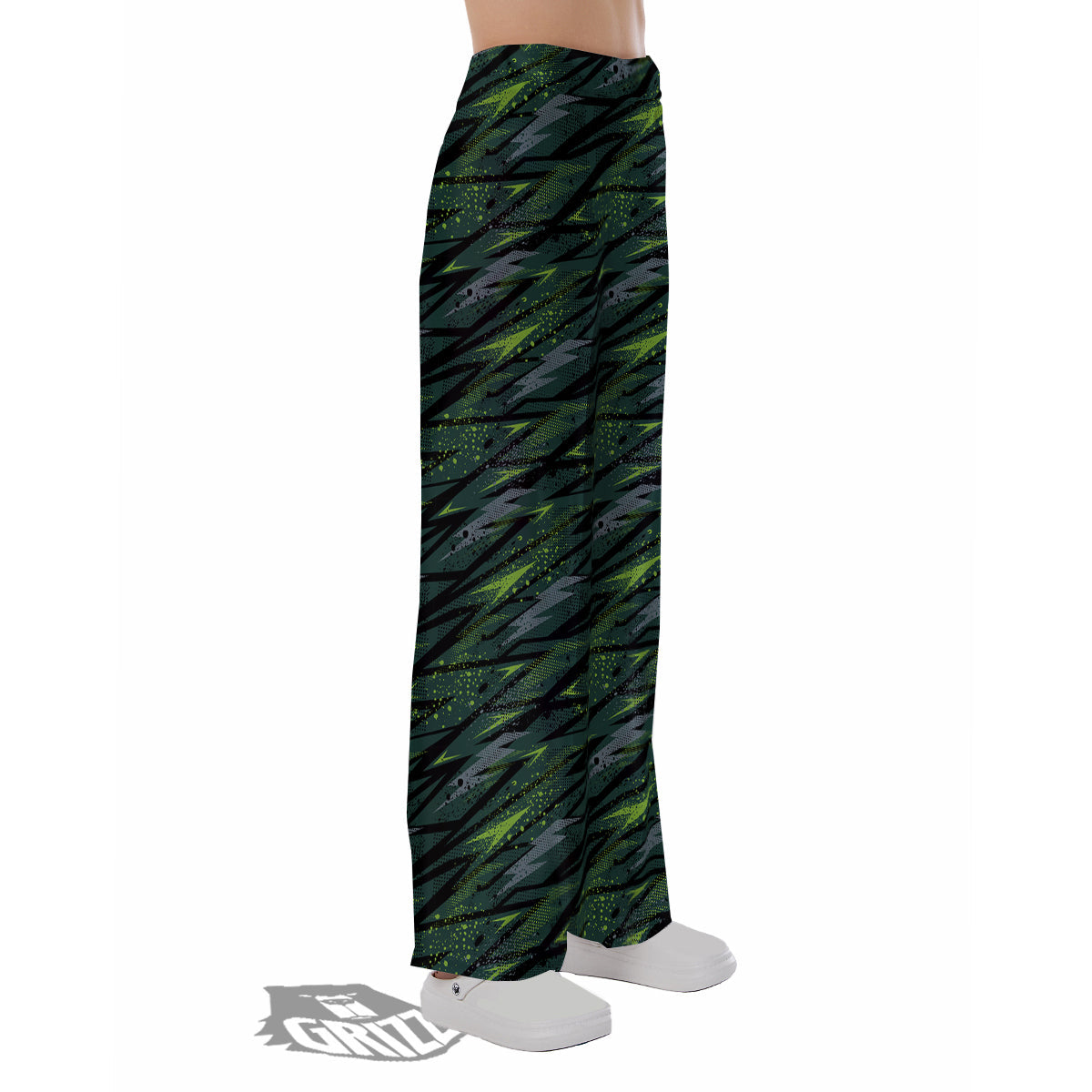 Abstract Green Lightning Print Pattern Pajama Pants-grizzshop