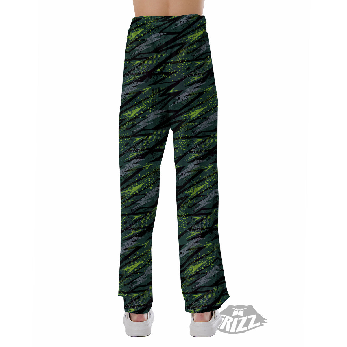 Abstract Green Lightning Print Pattern Pajama Pants-grizzshop