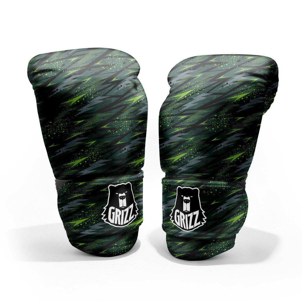 Abstract Green Lightning Print Pattern Sparring Gloves-grizzshop