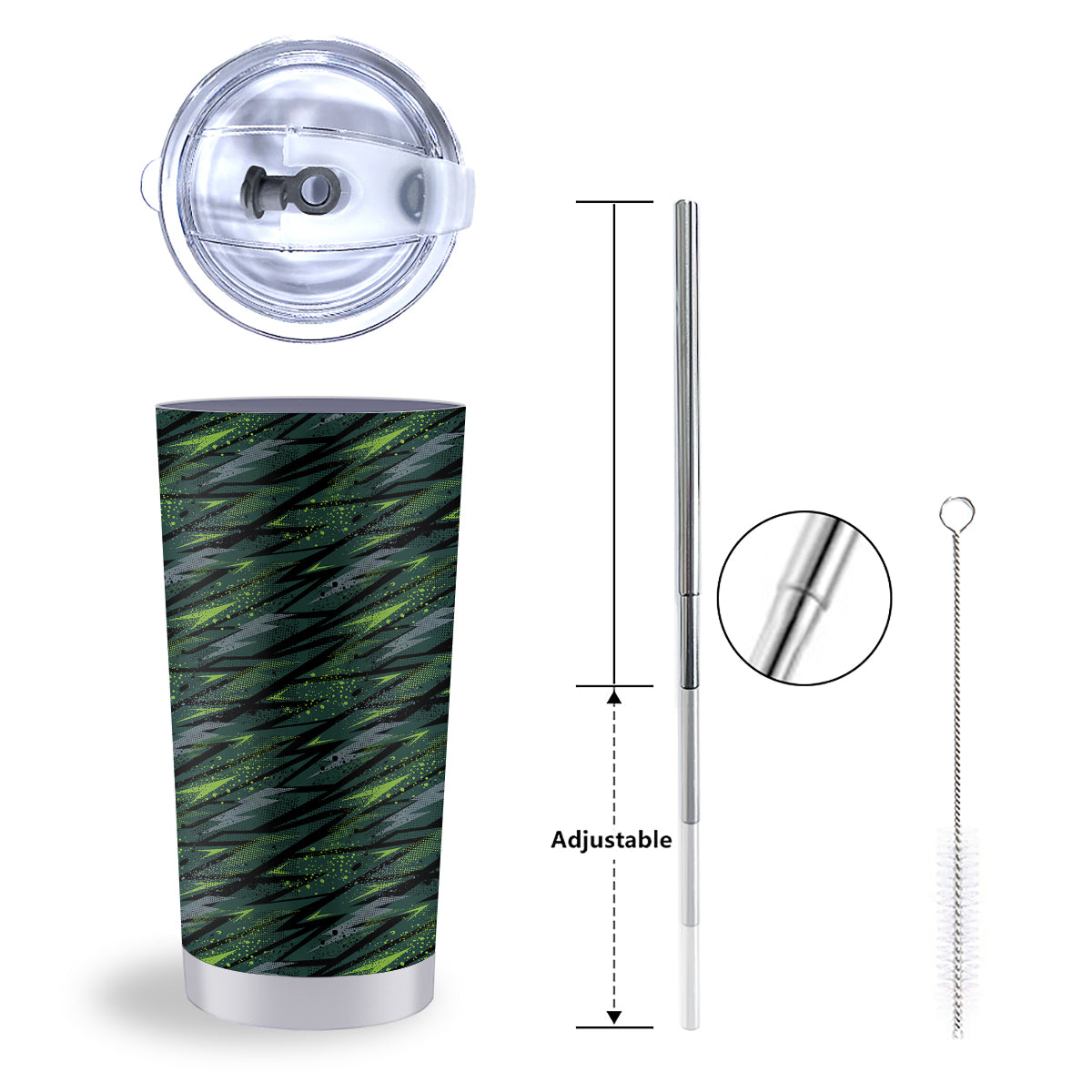 Abstract Green Lightning Print Pattern Tumbler-grizzshop