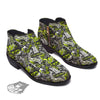 Abstract Grey And Neon Green Graffiti Print Pattern Ankle Boots-grizzshop