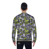 Abstract Grey And Neon Green Graffiti Print Pattern Baseball Jacket-grizzshop