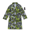 Abstract Grey And Neon Green Graffiti Print Pattern Bathrobe-grizzshop