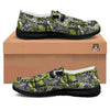 Abstract Grey And Neon Green Graffiti Print Pattern Black Loafers-grizzshop