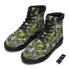 Abstract Grey And Neon Green Graffiti Print Pattern Boots-grizzshop