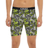 Abstract Grey And Neon Green Graffiti Print Pattern Boxer Briefs-grizzshop