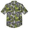 Abstract Grey And Neon Green Graffiti Print Pattern Button Up Shirt-grizzshop