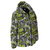 Abstract Grey And Neon Green Graffiti Print Pattern Down Jacket-grizzshop