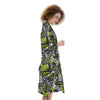 Abstract Grey And Neon Green Graffiti Print Pattern Kimono-grizzshop