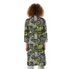 Abstract Grey And Neon Green Graffiti Print Pattern Kimono-grizzshop