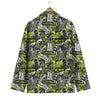 Abstract Grey And Neon Green Graffiti Print Pattern Men's Blazer-grizzshop