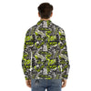 Abstract Grey And Neon Green Graffiti Print Pattern Men's Dress Shirts-grizzshop