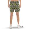 Abstract Grey And Neon Green Graffiti Print Pattern Men's Gym Shorts-grizzshop