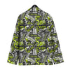 Abstract Grey And Neon Green Graffiti Print Pattern Men's Sport Coat-grizzshop