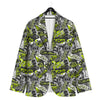 Abstract Grey And Neon Green Graffiti Print Pattern Men's Sport Coat-grizzshop