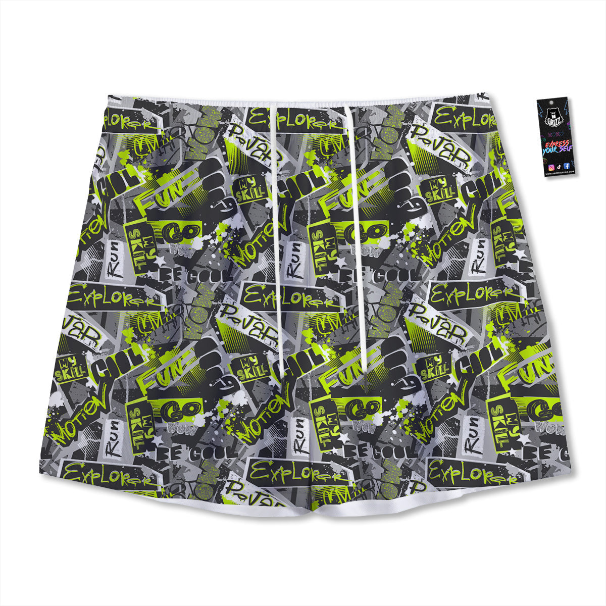 American Flag Grunge Print Pattern Mesh Shorts