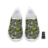 Abstract Grey And Neon Green Graffiti Print Pattern Nurse Shoes-grizzshop