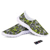 Abstract Grey And Neon Green Graffiti Print Pattern Nurse Shoes-grizzshop