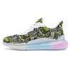 Abstract Grey And Neon Green Graffiti Print Pattern Running Sneakers-grizzshop