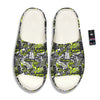 Abstract Grey And Neon Green Graffiti Print Pattern Sandals-grizzshop