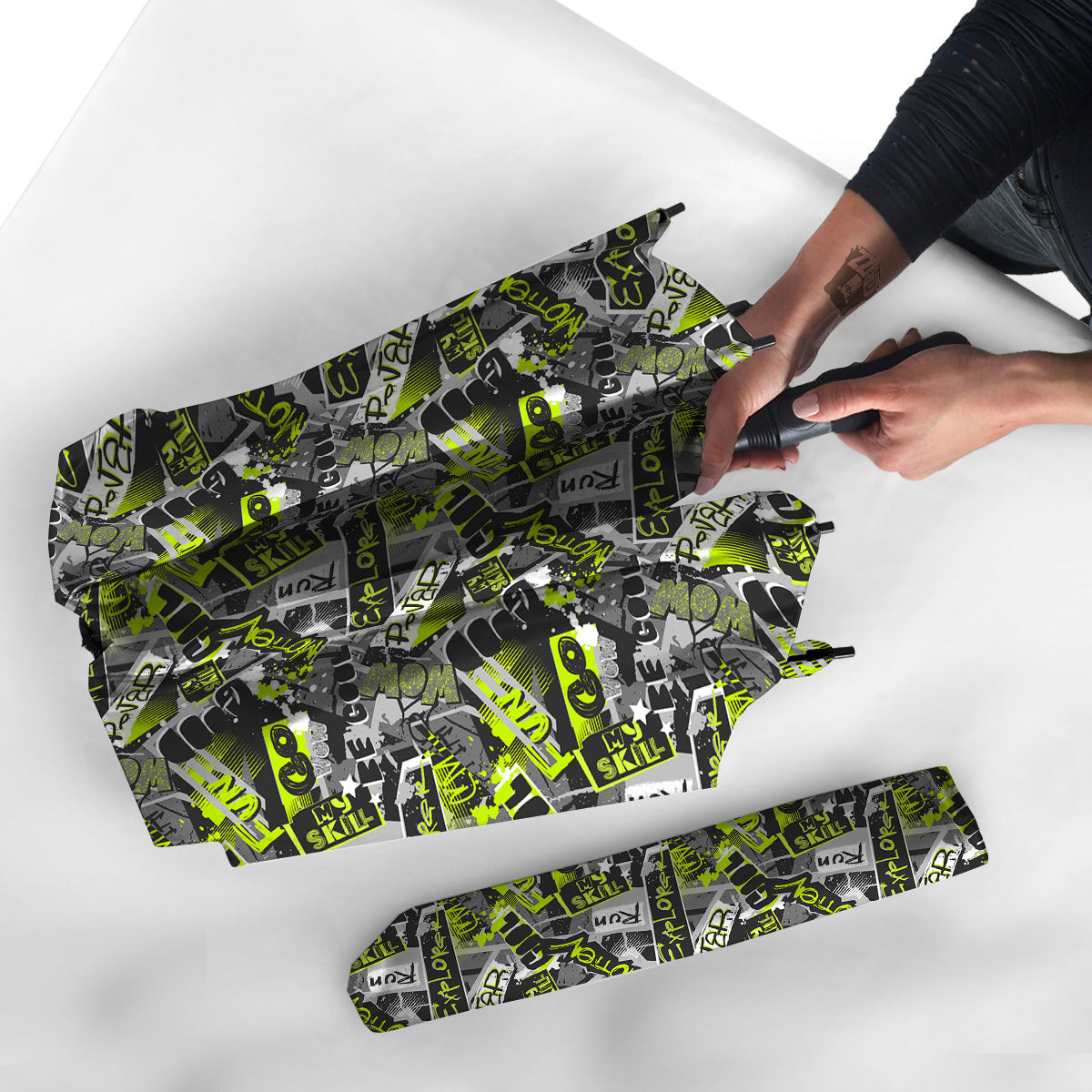 Abstract Grey And Neon Green Graffiti Print Pattern Umbrella-grizzshop