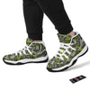 Abstract Grey And Neon Green Graffiti Print Pattern White Bball Shoes-grizzshop