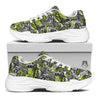 Abstract Grey And Neon Green Graffiti Print Pattern White Chunky Shoes-grizzshop