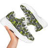 Abstract Grey And Neon Green Graffiti Print Pattern White Chunky Shoes-grizzshop