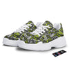 Abstract Grey And Neon Green Graffiti Print Pattern White Chunky Shoes-grizzshop