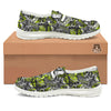 Abstract Grey And Neon Green Graffiti Print Pattern White Loafers-grizzshop