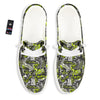 Abstract Grey And Neon Green Graffiti Print Pattern White Loafers-grizzshop