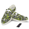 Abstract Grey And Neon Green Graffiti Print Pattern White Loafers-grizzshop