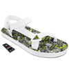 Abstract Grey And Neon Green Graffiti Print Pattern White Open Toe Sandals-grizzshop