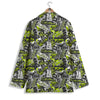 Abstract Grey And Neon Green Graffiti Print Pattern Women's Blazer-grizzshop