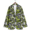 Abstract Grey And Neon Green Graffiti Print Pattern Women's Blazer-grizzshop