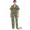 Abstract Grey And Neon Green Graffiti Print Pattern Women's Pajamas Set-grizzshop