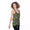 Abstract Grey And Neon Green Graffiti Print Pattern Women's Racerback Tank Top-grizzshop