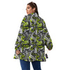 Abstract Grey And Neon Green Graffiti Print Pattern Women's Sherpa Jacket-grizzshop