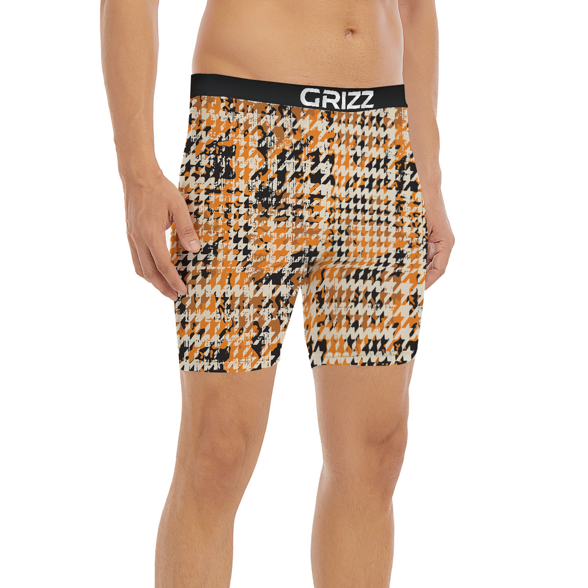 Abstract Grunge Houndstooth Camo Print Pattern Boxer Briefs-grizzshop