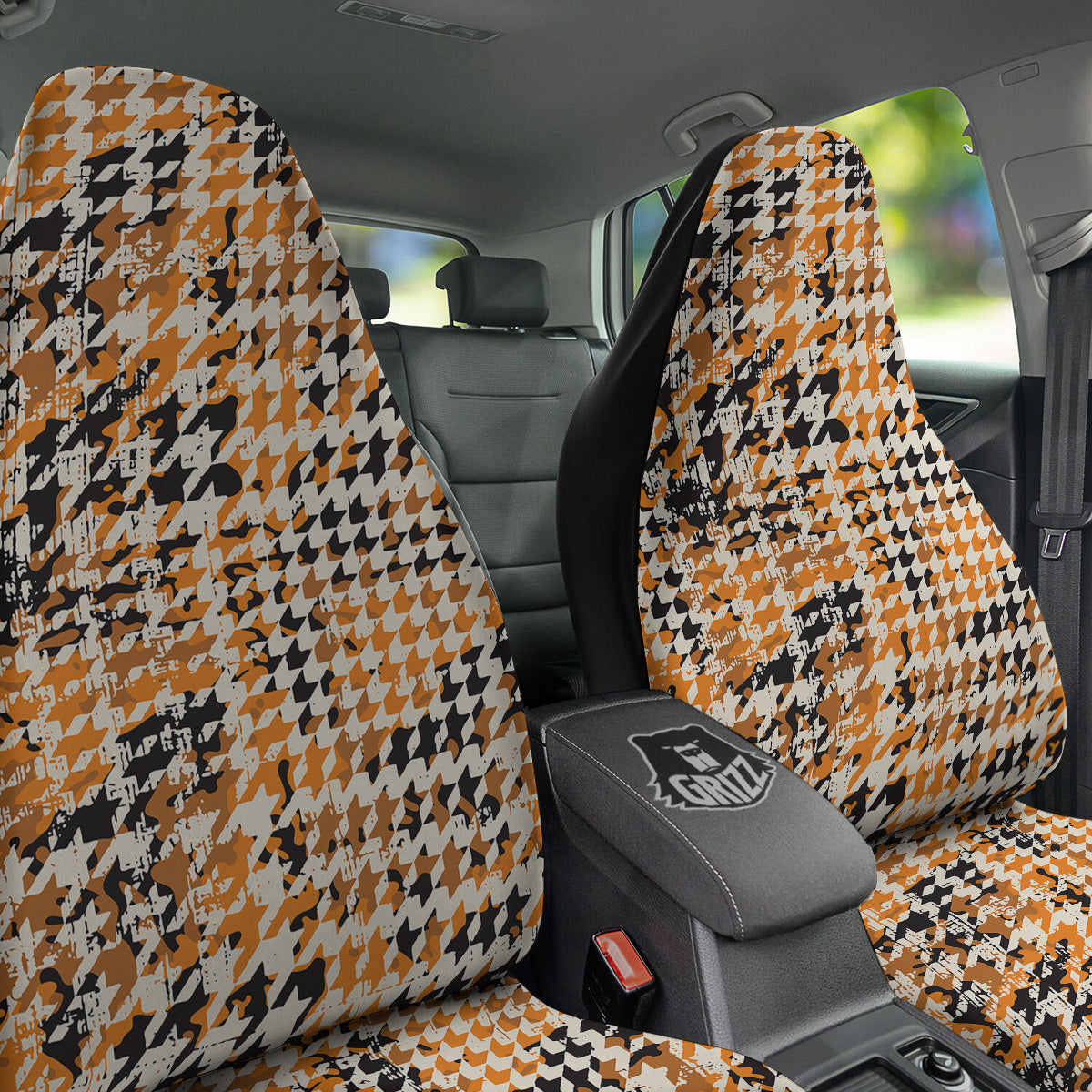 Abstract Grunge Houndstooth Camo Print Pattern Car Seat Covers-grizzshop